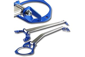 HK5 JDM Aluminum Front + Rear Upper Strut Tower Bar Blue Compatible with 2015-2018 Subaru WRX STI