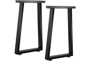 ALLCOS 22 Inch Coffee Table Legs Black Metal Bench Legs Trapezoid Heavy Duty Table Legs DIY Project for Coffee Table, Bench, Black, Set of 2