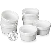 1.5 oz Mini Ramekins Set of 6, Vidalenta Tiny Dipping Sauce Cups, Ramekin Dip Bowl Porcelain Souffle Dish, Small Ramekins Des