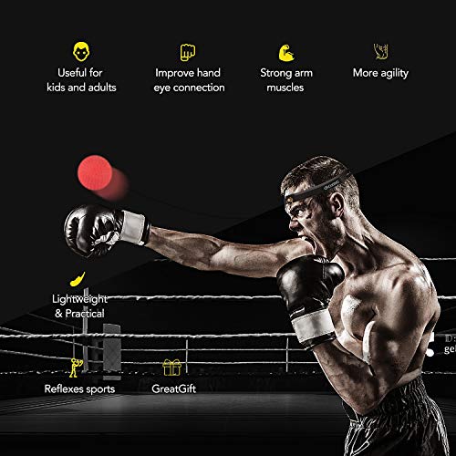 Boxing Reflex Ball Boxing Fight Ball Training Ball 3 Difficulty Levels Punching Reaction Ball with Headband,2 Hand Wraps,Strings,For Fitness Improving Speed Reaction and Hand Eye Coordination Training