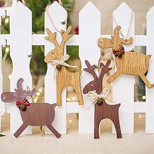 image for Iusun Christmas Tree Decorations Deer Wooden Hanging Xmas Tree Pendant