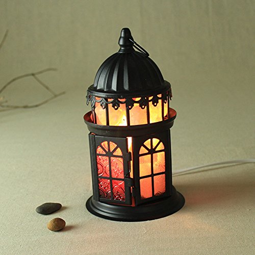 Zehui Crystal Salt Lamp Iron Table Lamps Originality Decorative Light Cozy Bedlight (US Plug)