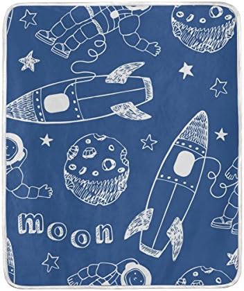IVERS Kids Rockets Seamless Pattern Blankets Soft Lightweight All-Season Throw Blanket for Bed Couch Sofa, 50 x 60 Inch
