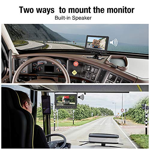 PUMPKIN Backup Camera System Kit with 7” Monitor, Sony Sensor+ IP69 Waterproof Rear View Camera for Car Trucks RV Trailers, Support Super Night Vision, 2 Channel Video Inputs, Built-in Microphone