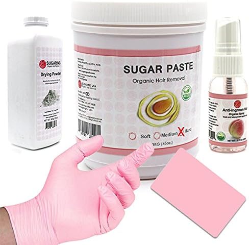 Sugaring Paste Hard 45oz. with Sugaring applicator, Anti-Ingrown Hair Spray and Sugaring Skin Drying Powder