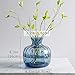 CASAMOTION Vases Hand Blown Art Glass Vase, Ripple Design Centerpiece Vases for Table, Blue
