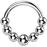 Pierced Owl 16GA ASTM F-136 Implant Grade Titanium Multi Ball Lined Hinged Segment Clicker Ring