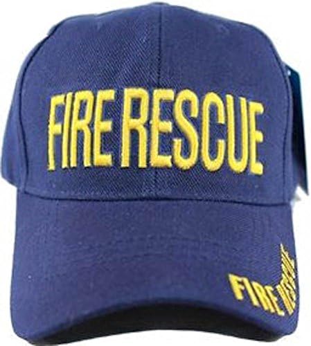 Fire Fighter Rescue Hat Baseball Cap Adjustable Embroidered 3D Black Navy