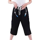 SOEDZUNG Unisex Catheter Pants with Double Pockets for Nephrostomy Foley Suprapubic Biliary Drainage Incontinence Care Comfortable Breathable(Black,M)