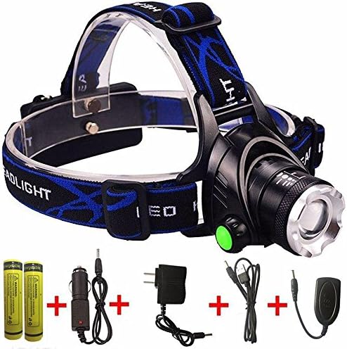 LED Headlamp Urhome 3 Modes 1200 Lumens Zoomable CREE XM-L2 LED Flashlight Headlight with Rechargeable Batteries for Camping Running Hiking Fishing