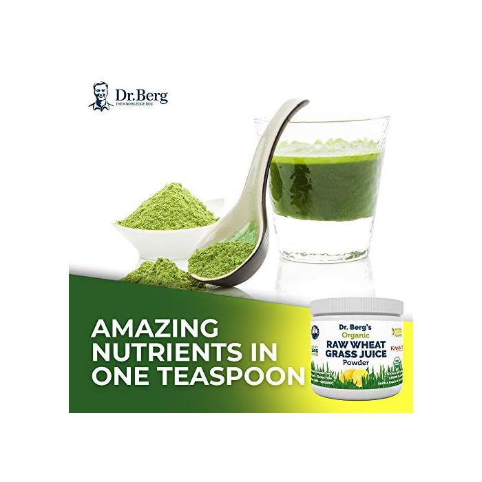 Dr. Berg’s Raw Wheatgrass Juice Powder (60 Servings) USDA Certified
