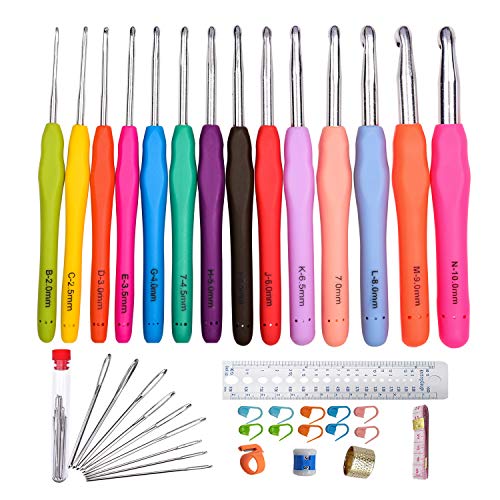 Meikeer Crochet Hooks Set,Ergonomic Crochet Hooks with Case for