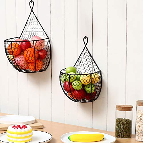 ERYTLLY Metal Fruit And Vegetable Storage Hanging Basket Wall Mounted