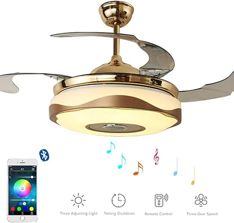 Morechange 36 Inch Smart Bluetooth Ceiling Fan With Light And 7