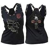 TAORE Plus Size Women's Summer Skull Prints Sleeveless Tops Shirts Casual Vest Tank Top (2XL, Red)