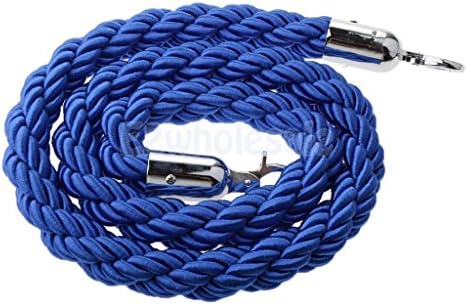 Blue Queue Divider Control Stanchion Barrier Posts Twisted Rope 1.5m Long