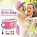 Bikes On Hikes Girl’s Bicycle Decorations Set - Fun Bicycle Decor w/ Beads, Rear View Mirror, Handlebar Streamers & Basket - Complete Bike Decoration Kit For Kids