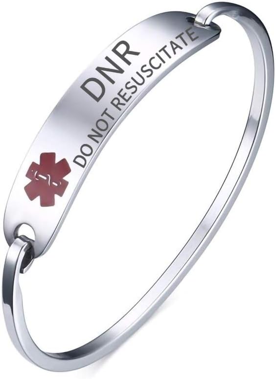 HEABY Medical Alert Bracelet Cuff Stainless Steel Bangle Laser Engraved DO NOT HEABY Medical Alert Bracelet Cuff Stainless Steel Bangle Laser Engraved DO NOT