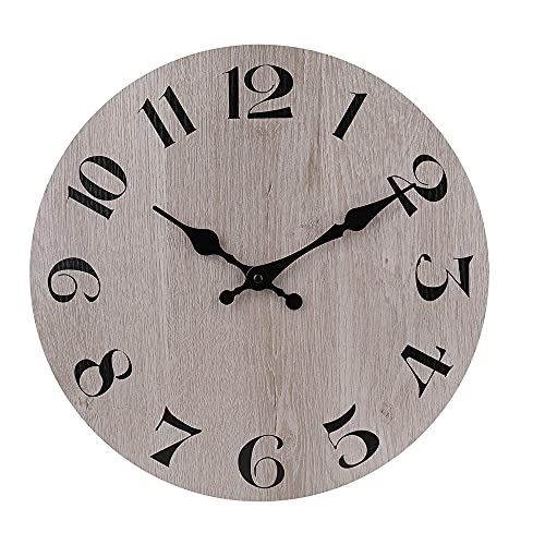 12" Wall Clock Rustic Weathered Gray Wooden Wall Clock Decoration for