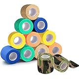 LONG7INES Pack of 12 Non-Woven Self Adhesive Wrap Bandages, Strong Elastic Self Adherent Cohesive Tape Bandages Rolls