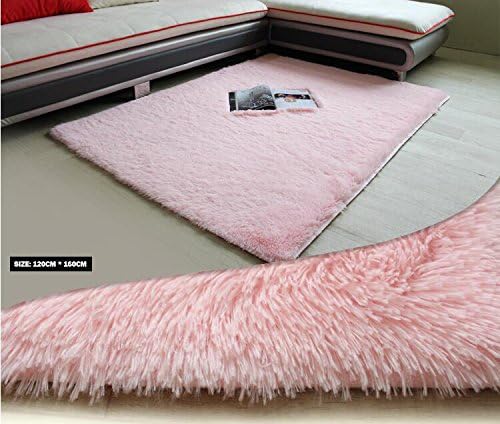HUAHOO 4- Feet by 5- Feet Area Carpet for Bedroom Rug for Children Play/Living Room Floor Rug and Carpets/Pink Carpet