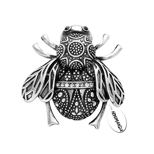 NOUMANDA Antique Silver Plated Bumble Bee Brooch Pin for Women