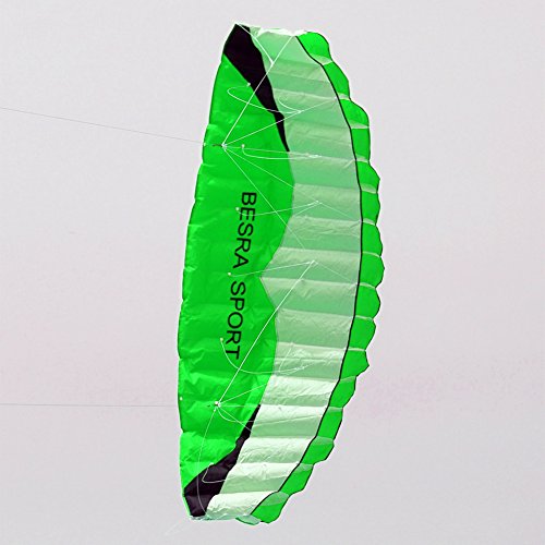 Besra New Arrival Huge 102inch/98inch Dual Line Parachute Stunt Kite with Flying Tools 2.6m/2.5m Power Parafoil Kitesurfing Training kites Outdoor Fun Sports for Beach (102inch Green)