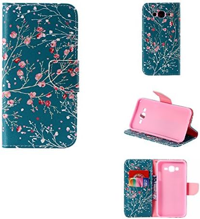 Galaxy J7 Case, ,LEMY JOURNEY SHOP [Stand Feature] Magnetic Snap Case Wallet Premium Case Built-in Card Slots Flip Case Cover Skin for Samsung Galaxy J7(2015) (PRUNUS)