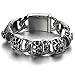 Heavy and Study Mens Stainless Steel Biker Skull Bracelet Silver Black Two-tone Polished