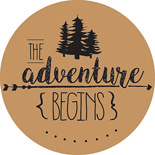 Kraft brown paper stickers and stationery envelope seals for weddings, bridal showers, baby showers and parties 60 ct "the adventure begins"