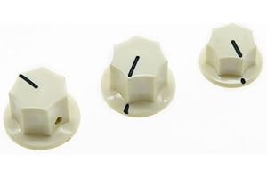 KAISH KIAISH Set of 3 Aged White Brass Insert USA Spec 1/4" Large and Small Knobs Bass Knobs for Jazz J Bass