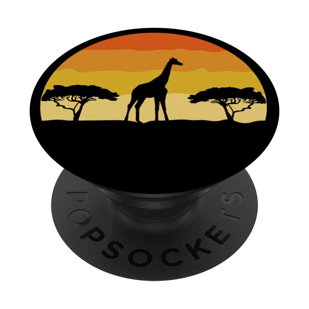 giraffe retro sunset PopSockets Swappable PopGrip