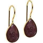 Gempires Natural Pink Ruby Teardrop Earrings, Pear Shaped Crystal Earrings, Dangling Earrings For Women, July Birthstone Jewelry, Gift for Mom