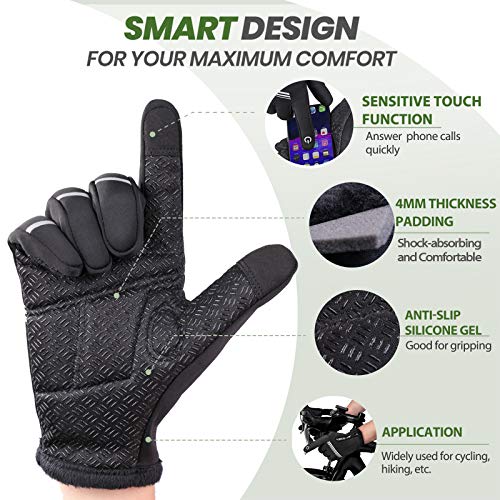 Hikenture Winter Cycling Gloves for Men and Women Thermal Bike Gloves Full Finger(Black L