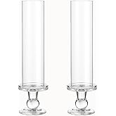 Hurricane Candle Holder Glass Taper Hurricane Clear Tall Candlestick Candles Holders Table Centerpiece Wedding Party Dining Event Home Decor Clear(2)