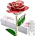 DEFAITH 24K Gold Dipped Real Rose Gifts, Great Wedding Anniversary Valentines Day Love Gift for Her Wife Girlfriend Spouse, with Stand (Red w/Crystal 2)