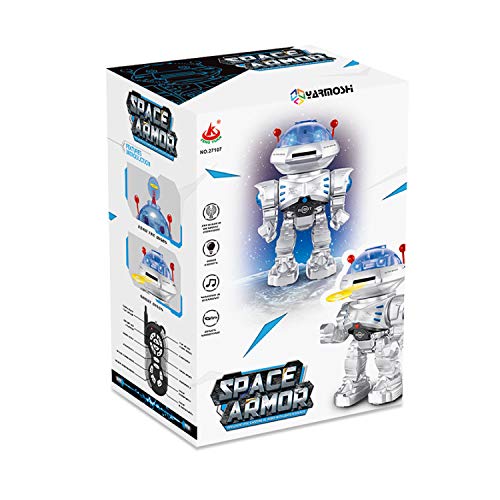 YARMOSHI Remote Control Combat Robot Toy - Shoots Disks Flashing Lights Sings Dances Plays Music & Battle Sounds Walks Forwards and Backwards Rotates 360o. Fun Gift for Girls & Boys Age 5+.