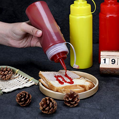 image for Bekith 12 pack 16 Oz Wide Mouth Plastic Squeeze Condiment Bottles with
