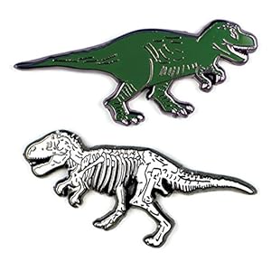 T. Rex and Fossil Enamel Pin Set – Strong Rubber Backing Clasps