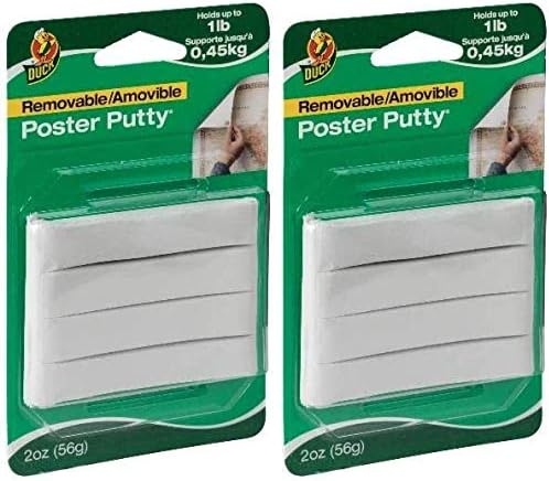 Duck Brand Reusable and Removable Poster Putty for Mounting, 2 oz, White (1436912)- .Double Pack of 2 oz.