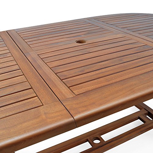 Casaria® Gartenmöbel Set Holz 6 Stühle mit Tisch Wetterfest FSC®-Zertifiziert Schirmständer Armlehnen Klappstühle Garten Terrasse 7-TLG. Eukalyptus – Bild 8