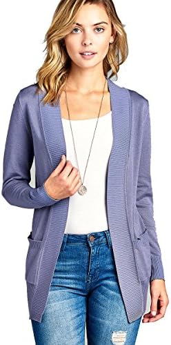 YourStyle Women Open Front Long Sleeve Classic Knit Cardigan