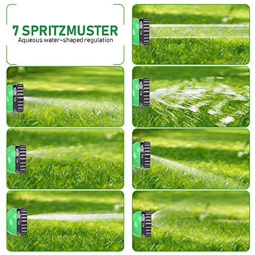 Vivibel Flexibler Gartenschlauch, Gartenschlauch 30M 100FT, Latex Gartenschlauch Dehnbar mit 7 Funktion Handbrause Gartenteich Schlauch Bewässungs Schlauch für Garten, Autowäsche, Yard(schwarz)