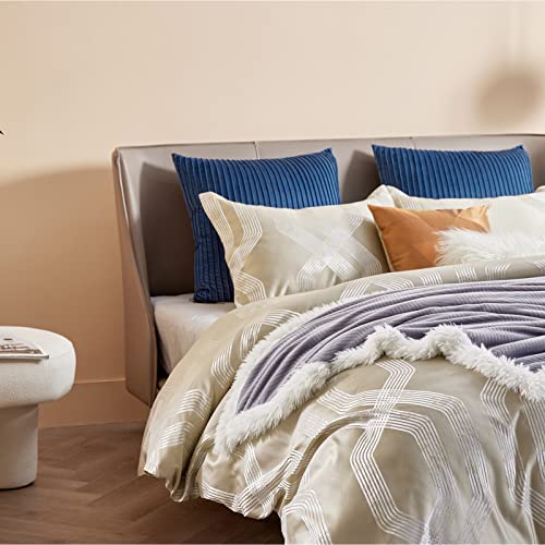 Bedsure King Size Duvet Cover Gold Duvet Cover King Size, Geometric Patterned King Duvet Cover