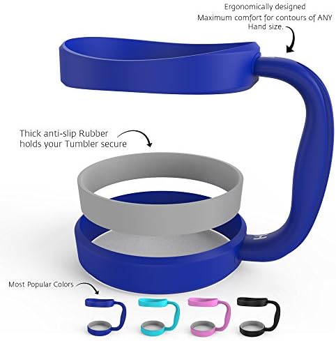 HELMUT - Anti-Slip Color Handle for 30oz Tumblers by HELMUT - Dark Blue, Great Pink, Blue, Black - Best choice of Color Handle for 30oz Yeti, RTIC, Ozark, Tervis and other Cups &amp; Mugs - DARK BLUE