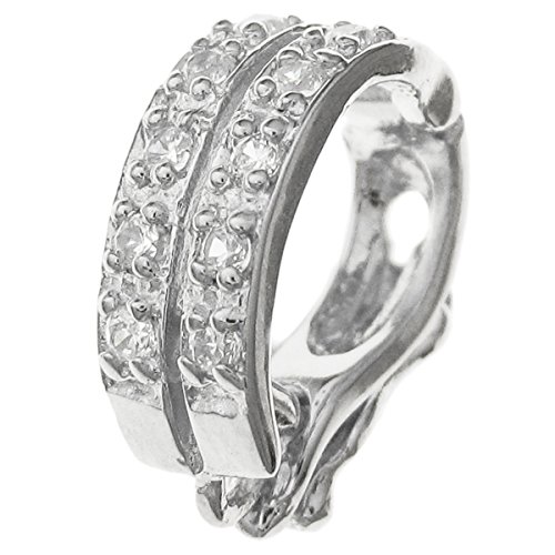 1 pc .925 Sterling Silver Cz Crystal Changeable Pendant Clasp Bail Slider W/Secure Lock/Findings/Bright