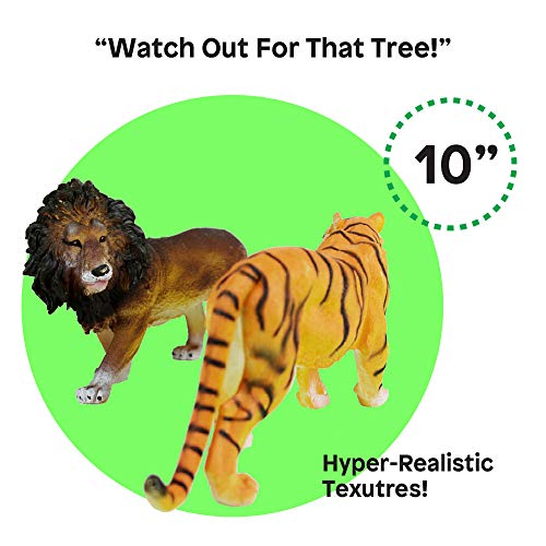 Boley 4 Piece Jumbo 11" Safari Animals Set - Large Zoo Animals and Jungle Animals Set - Includes Elephant, Giraffe, Lion, and Tiger - Ideal Educational Toy for Kids, Children, Toddlers