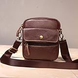 J.Market Men's Leather waterproof Waist Bag Sports Waist Pack Bum Bag Waist Day Pack Pouch Hip Belt Bag Bumbag (vertical, Brown)