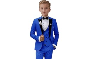 ProPoFol Boys Suit Set Slim Fit Boys Tuxedo Suit 3 Piece Peak Lapel Suits for Boys,Kids Formal Suit Adjustable Waist Suit