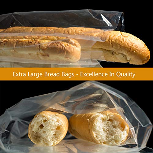 Large Bread Poly Bags,100 Pcs 22x6x10 Inch Bread Loaf Packing Bags with